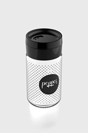 Renga Dorian Papper Desenli 105 ml Siyah Kapaklı Cam Tuzluk 122007
