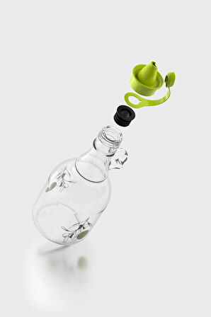 Renga Urla Zeytin Desenli 500 ml Yeşil Kapaklı Cam Yağlık 152076