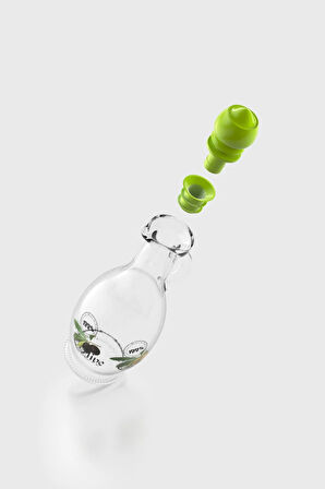 Renga Kibele Desenli 250 ml Yeşil Kapaklı Cam Yağlık 152043