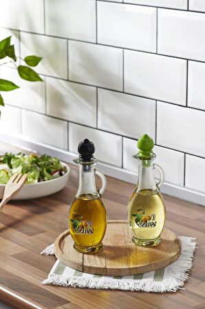 Renga Kibele Desenli 250 ml Yeşil Kapaklı Cam Yağlık 152043