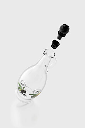 Renga Kibele Desenli 750 ml Siyah Kapaklı Cam Yağlık 152044