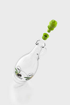 Renga Kibele Desenli 750 ml Yeşil Kapaklı Cam Yağlık 152044