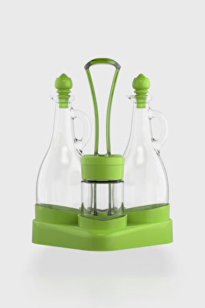 Renga Kibele Standlı 5 Parça Cam Yağlık ve Tuzluk Seti 151064 Yeşil