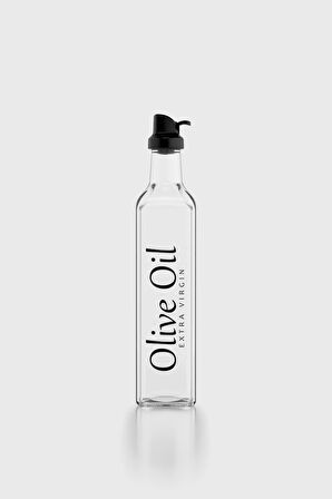 Renga Oslo Yazı Desenli 500 ml Siyah Kapaklı Cam Yağlık 152002