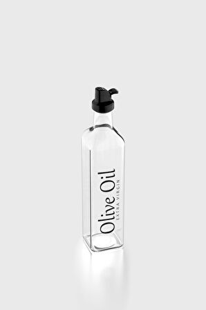 Renga Oslo Yazı Desenli 500 ml Siyah Kapaklı Cam Yağlık 152002