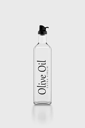 Renga Oslo Yazı Desenli 750 ml Siyah Kapaklı Cam Yağlık 152003