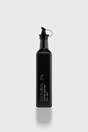 Renga Urla Yazı Desenli 500 ml Cam Yağlık 152073 Mat Siyah