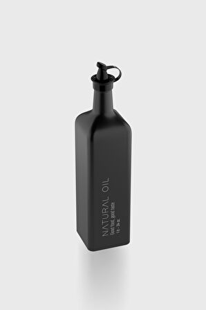 Renga Urla Yazı Desenli 1000 ml Cam Yağlık 152075 Mat Siyah