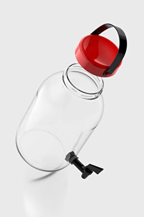 Renga Macro 5000 ml Kırmızı Kapaklı Musluklu Cam Kavanoz 131002