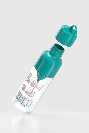 Renga Moon Desenli 600 ml Sıkacaklı Tritan Matara 912054 Turkuaz