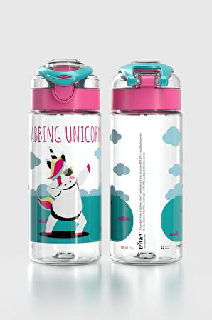 Renga Saga Unicorn Desenli 500 ml Tritan Çocuk Matara 912014 Pembe-Turkuaz