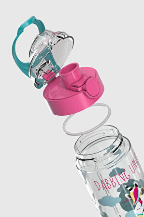 Renga Saga Unicorn Desenli 500 ml Tritan Çocuk Matara 912014 Pembe-Turkuaz