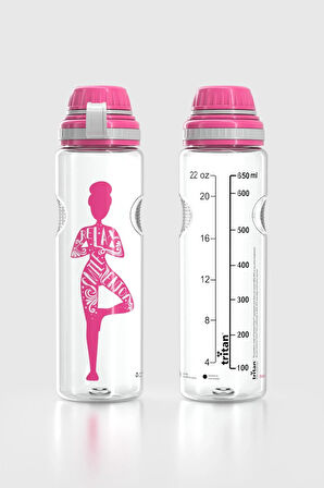 Renga Ege Yoga Desenli 750 ml Tritan Matara 912067 Fuşya
