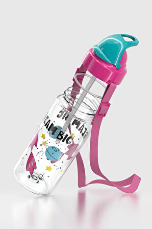 Renga Sonic Air Desenli 500 ml Askılı Pipetli Tritan Çocuk Matara 912058 Pembe