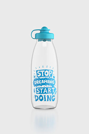 Renga Ufo Stop Dreaming Desen 500 ml Cam Şişe 182031 Turkuaz