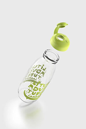Renga Milky Desenli 500 ml Cam Şişe 182057 Yeşil