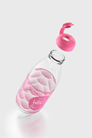 Renga Milky Desenli 1000 ml Cam Şişe 182058 Fuşya