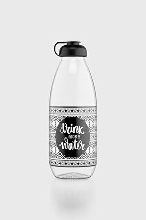 Renga Milky Desenli 1000 ml Cam Şişe 182058 Siyah