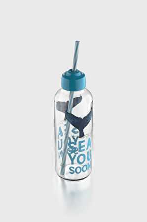 Renga Felix Sea You Soon Desenli 450 ml Pipetli Cam Şişe 182055 Turkuaz