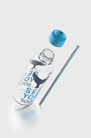 Renga Felix Sea You Soon Desenli 450 ml Pipetli Cam Şişe 182055 Turkuaz