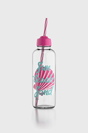 Renga Felix Sun Beach Desenli 450 ml Pipetli Cam Şişe 182055 Pembe