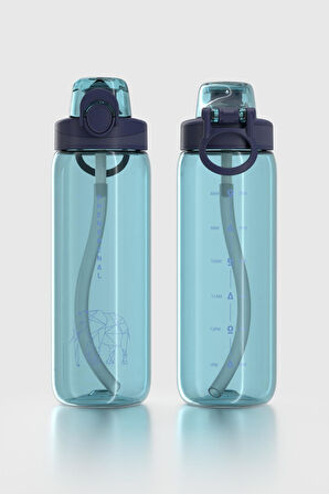 Renga Wave Duplo 630 ml Opsiyonel Pipetli Tritan Matara 912176 Mavi