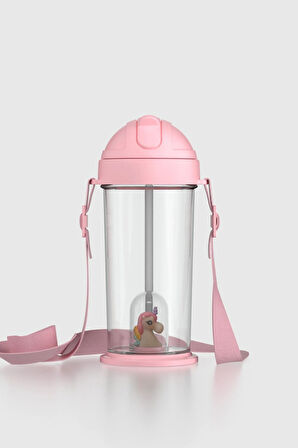 Renga Cosmo Unicorn Figürlü 385 ml Pipetli Askılı Tritan Çocuk Matara 912147 Pembe