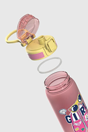 Renga Rybo-X Soft Touch Desenli 630 ml Tritan Çocuk Matara 912162 Pembe