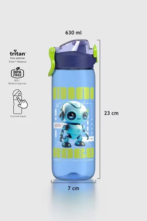 Renga Wave Desenli 630 ml Tritan Çocuk Matara 912167 Mavi