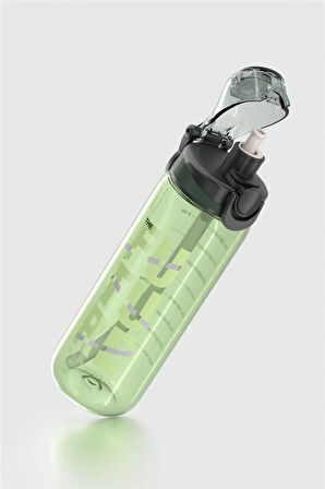 Renga Trego Sport Yazı Desenli 630 ml Pipetli Tritan Matara 912170 Yeşil