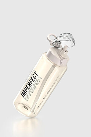 Renga Saga Loop Yazı Desenli 1000 ml Pipetli Tritan Matara 912173 Bej