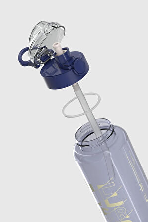Renga Saga Loop Yazı Desenli 1000 ml Pipetli Tritan Matara 912173 Mavi