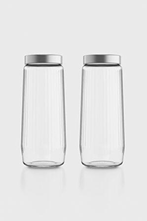 Renga Voca 1500 ml Metal Kapaklı Gravürlü 2'li Cam Kavanoz Seti 131079