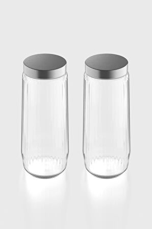 Renga Voca 1500 ml Metal Kapaklı Gravürlü 2'li Cam Kavanoz Seti 131079