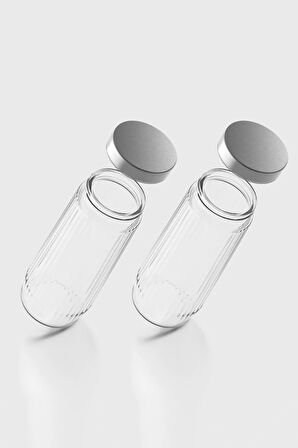 Renga Voca 1500 ml Metal Kapaklı Gravürlü 2'li Cam Kavanoz Seti 131079