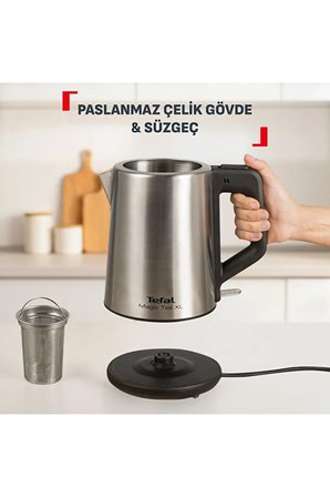 Tefal 1.2 Litre Cam Demlikli 1.8 L Hazneli Elektrikli Çaycı Geniş Hacimli Çaycı, Otomatik Kapanma