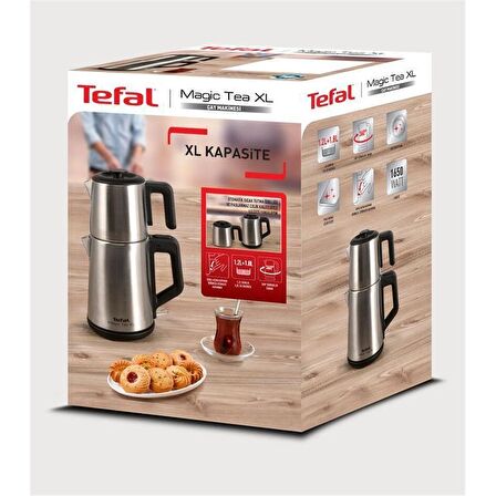 Tefal BJ5620 Magic Tea XL 1650 W Cam Demlikli Çelik 1.8 lt Elektrikli Çay Makinesi 