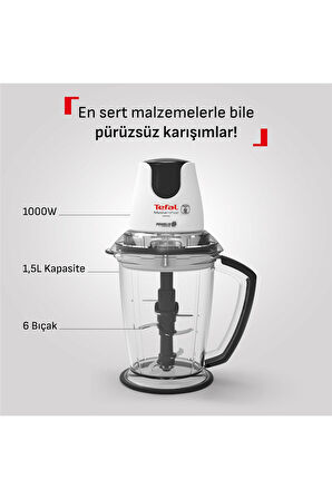 Tefal Masterchop Powelix Extra 6 Bıçaklı Doğrayıcı 1,5 L Hazneli 1000W - 9100060007 