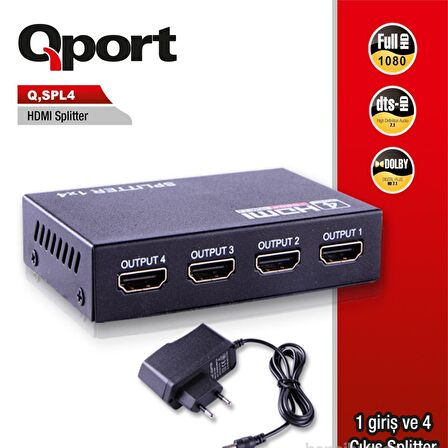 QPORT Q-SPL4 4'LÜ HDMI ÇOKLAYICI.FULL HD