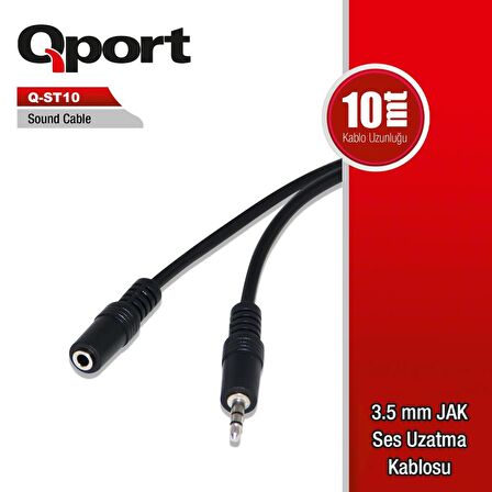 QPORT QST-10 10,0m 3,5mm JAK SES UZATMA KABLOSU