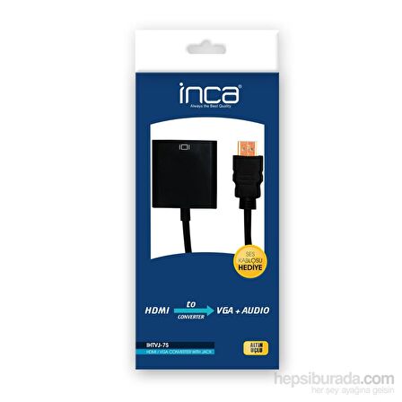 Inca IHTVJ-7S HDMI to VGA Siyah Jaklı Ses Kablosu