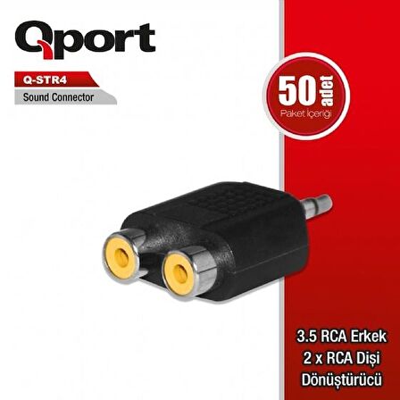 QPORT Q-STR4 3,5mm RCA ERKEK=>2*RCA DİŞİ ÇEVİRİCİ