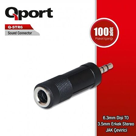 QPORT Q-STR6 6,3mm RCA DİŞİ => 3,5mm RCA ERKEK ÇEVİRİCİ