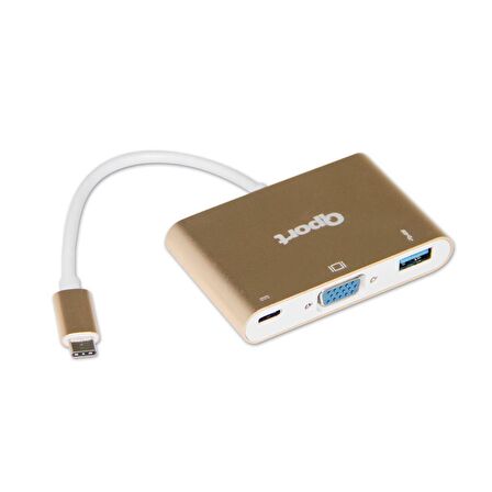 Q-PORT USB TYPE-C -VGA+USB3.0+TYPE-C ÇEVİRİCİ