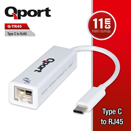 QPORT Q-TR45 TYPE-C =>RJ45 G.BIT NETWORK ÇEVİRİCİ (Q-TR45)