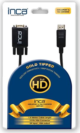 Inca Idpv-01 Displayport To VGA Kablo - 1.8m