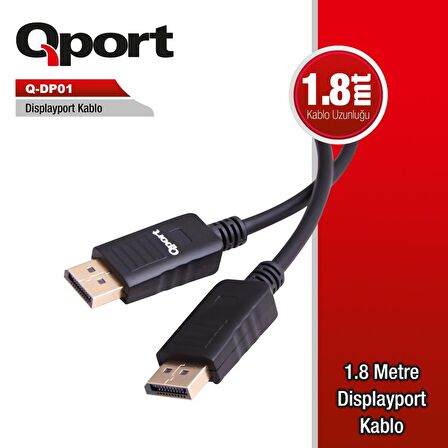 QPORT Q-DP01 1,8m DP KABLO(YENİ EKRAN KARTLARINA