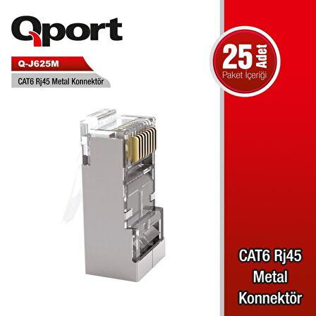 QPORT Q-J625M CAT6 RJ-45 METAL KONNEKTÖR,25'Lİ Q-J625M