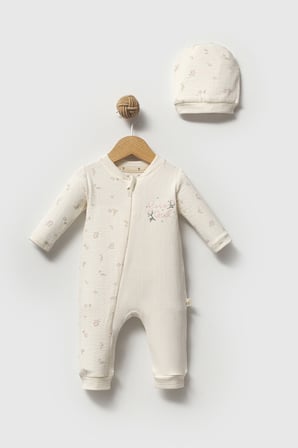 ROSE GİRL %100 ORGANİK PAMUK KIZ BEBEK FERMUARLI TULUM