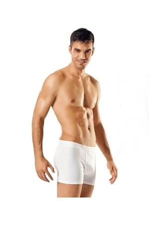 Erkek Beyaz Likralı Boxer 3`lü